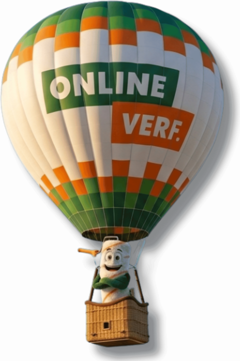 De Onlineverf-luchtballon met Rollie in de mand